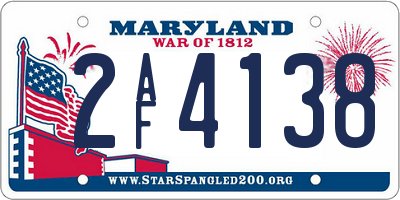 MD license plate 2AF4138