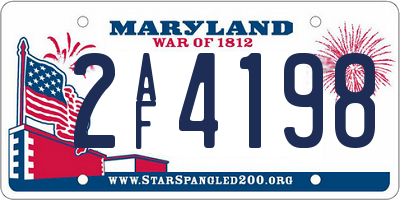 MD license plate 2AF4198