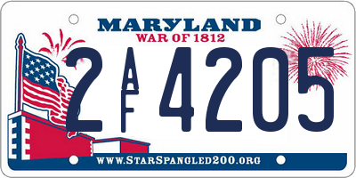 MD license plate 2AF4205