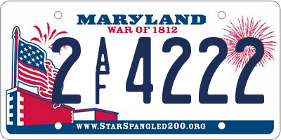 MD license plate 2AF4222