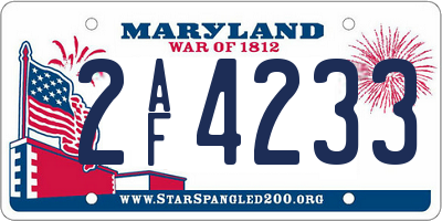 MD license plate 2AF4233