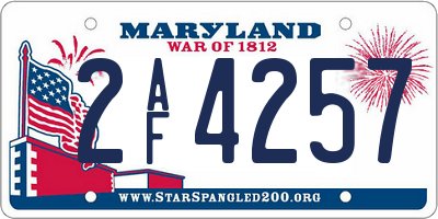 MD license plate 2AF4257