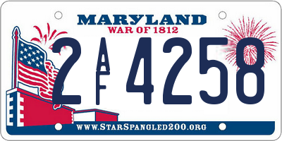 MD license plate 2AF4258