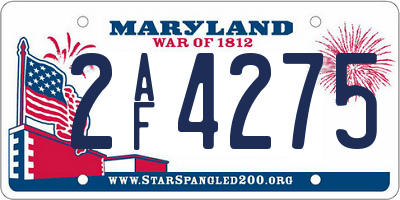 MD license plate 2AF4275