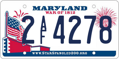 MD license plate 2AF4278