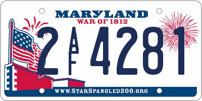 MD license plate 2AF4281