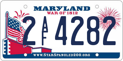 MD license plate 2AF4282