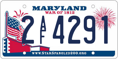 MD license plate 2AF4291