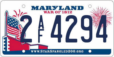 MD license plate 2AF4294