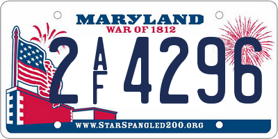 MD license plate 2AF4296