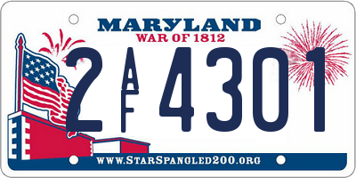 MD license plate 2AF4301