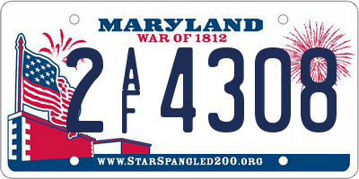 MD license plate 2AF4308