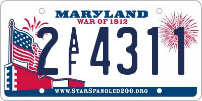 MD license plate 2AF4311