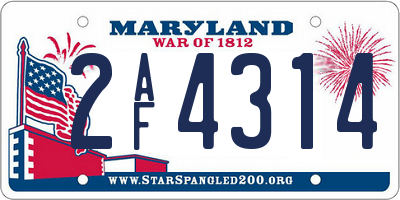 MD license plate 2AF4314