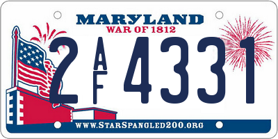 MD license plate 2AF4331