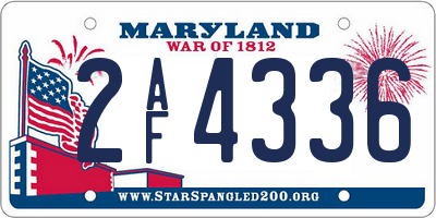 MD license plate 2AF4336