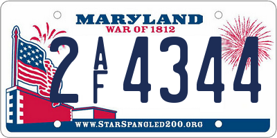MD license plate 2AF4344
