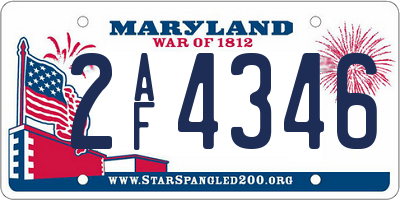 MD license plate 2AF4346
