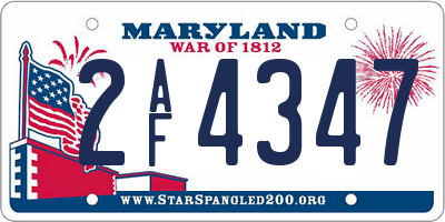 MD license plate 2AF4347