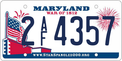 MD license plate 2AF4357