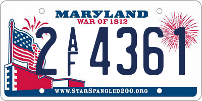 MD license plate 2AF4361