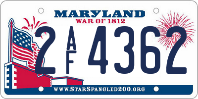 MD license plate 2AF4362
