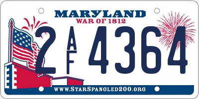 MD license plate 2AF4364