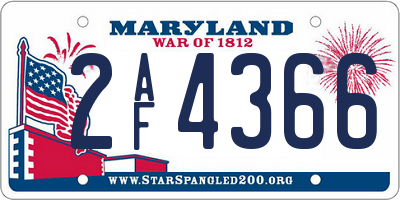 MD license plate 2AF4366