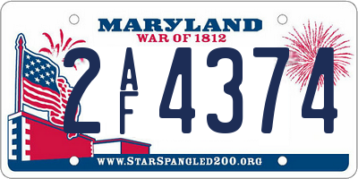MD license plate 2AF4374
