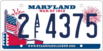 MD license plate 2AF4375