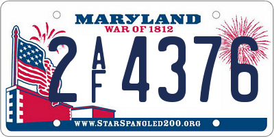 MD license plate 2AF4376