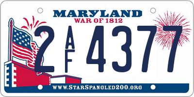 MD license plate 2AF4377