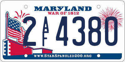 MD license plate 2AF4380