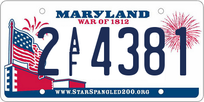 MD license plate 2AF4381