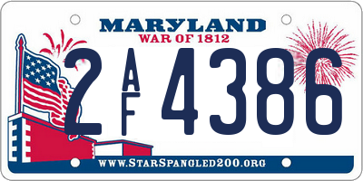 MD license plate 2AF4386