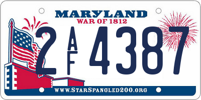 MD license plate 2AF4387