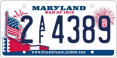 MD license plate 2AF4389
