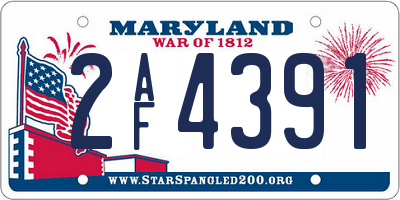MD license plate 2AF4391