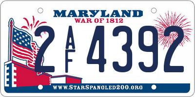 MD license plate 2AF4392