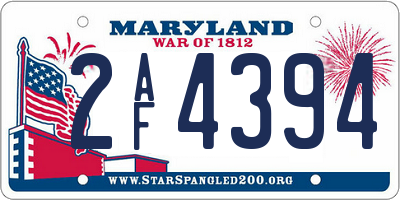 MD license plate 2AF4394