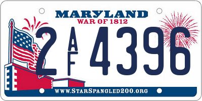 MD license plate 2AF4396