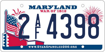 MD license plate 2AF4398