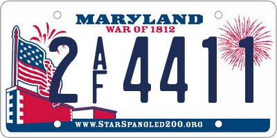 MD license plate 2AF4411