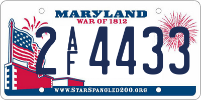 MD license plate 2AF4433