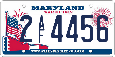 MD license plate 2AF4456