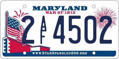 MD license plate 2AF4502