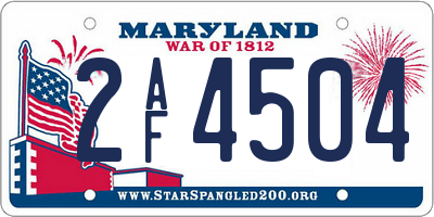 MD license plate 2AF4504