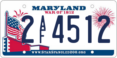 MD license plate 2AF4512