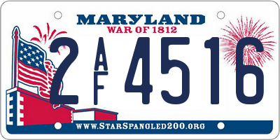 MD license plate 2AF4516