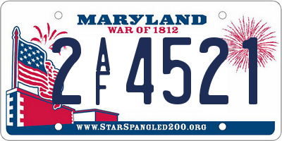MD license plate 2AF4521